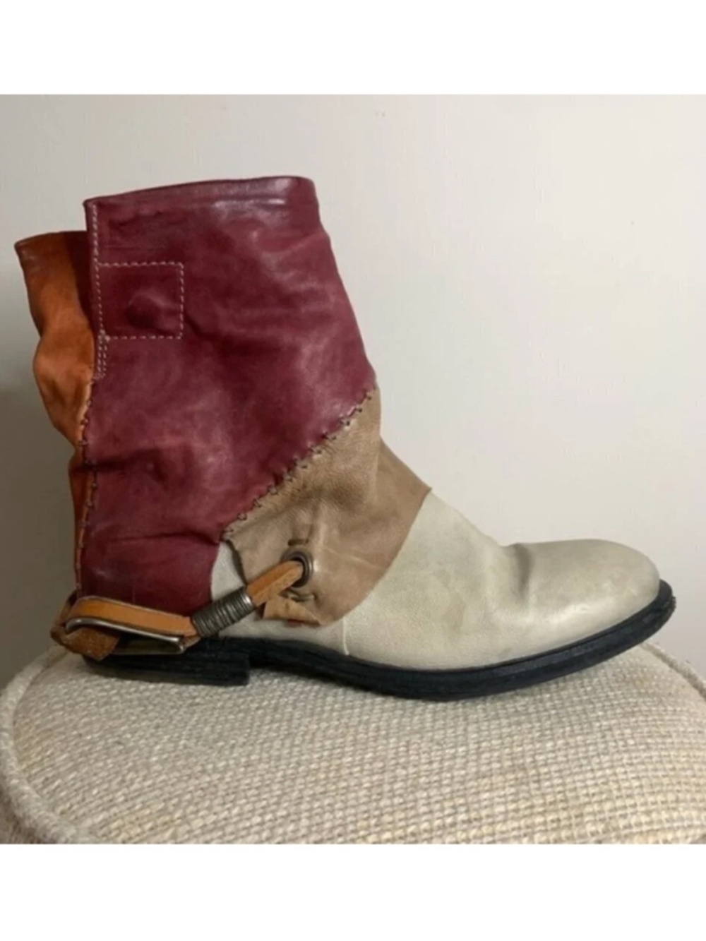 A.S.98 Airstep Flat Patchwork Leather Boots Festival 39